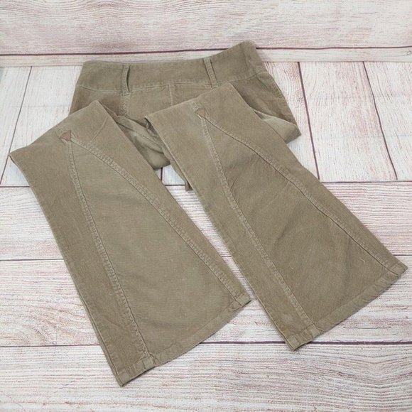 Women's Low Waist Corduroy Pants Vintage Wide Leg 70's Tan Flare End Jeans Sz 14 - Picture 11 of 12